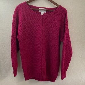 The Limited hand knit Women's fuchsia Knit heavy Sweater lagenlook boho L
